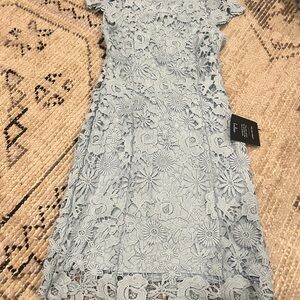 Lulu's Light Blue Floral Lace Midi Dress